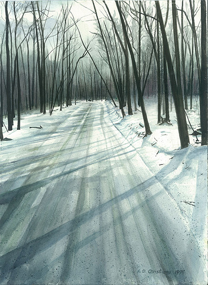 A Winter Drive <br /> 1994<br/>watercolor<br/>image 1 of 6